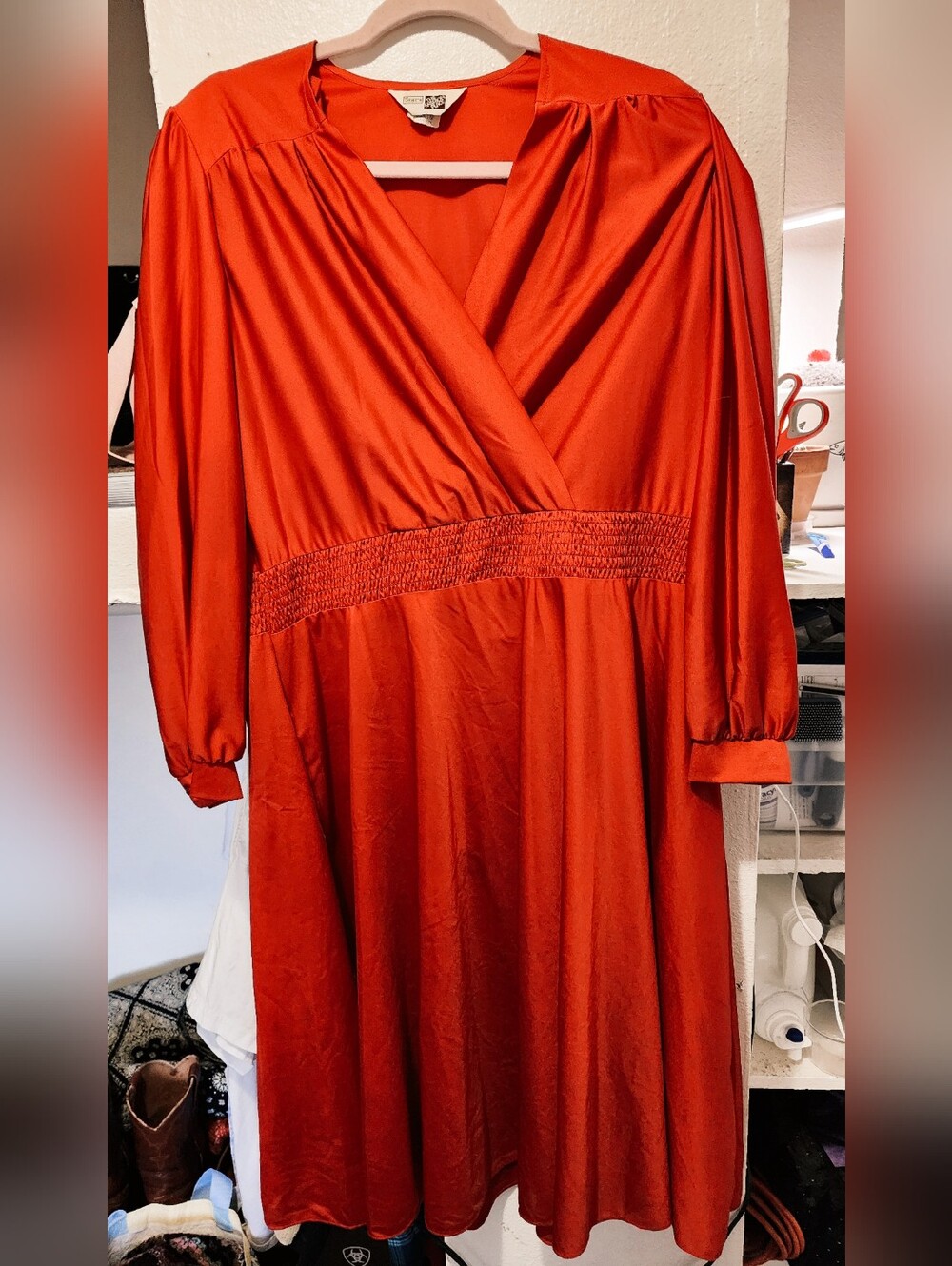 "SEARS" WOMEN'S 80'S MIDI DRESS - RED